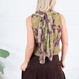 Carla Olive Sheer Overlay Top Entro