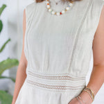 Carly Natural Linen Crochet Lattice Top KUT