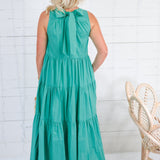 Carmela Jade Poplin Tiered Maxi Dress PINCH