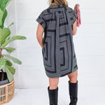 Caroline Black Geometric Mini Dress Pinch