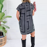 Caroline Black Geometric Mini Dress Pinch