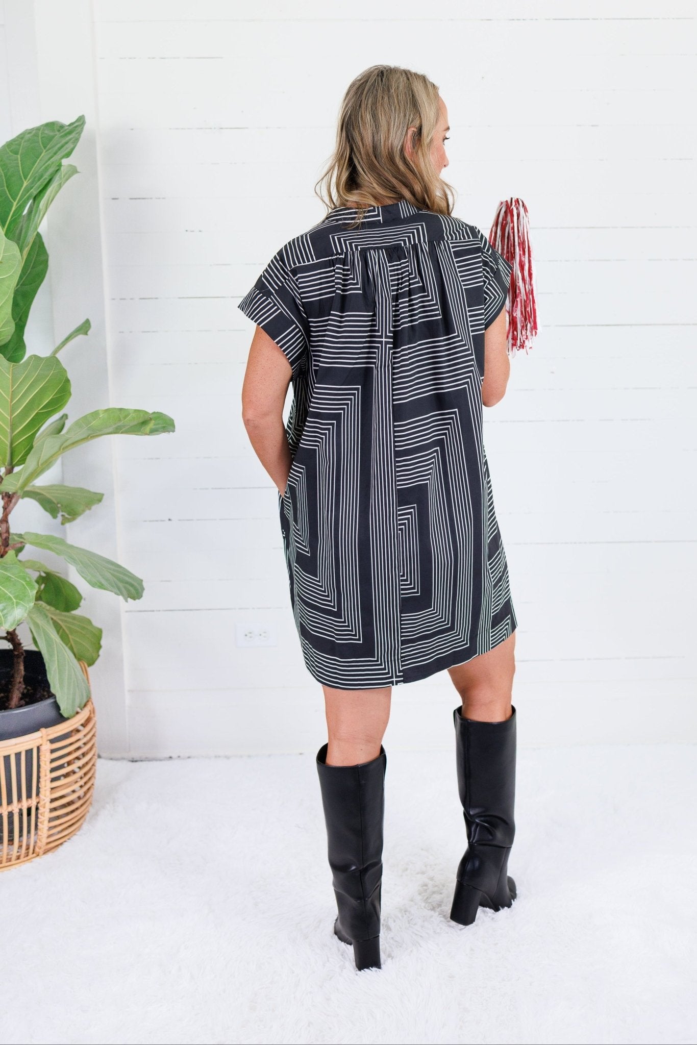 Caroline Black Geometric Mini Dress Pinch