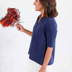 Carolyn Navy Polo Style Scuba Top Gilli