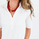 Carolyn Off White Polo Style Scuba Top Gilli