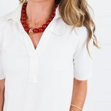 Carolyn Off White Polo Style Scuba Top Gilli