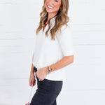 Carolyn Off White Polo Style Scuba Top Gilli