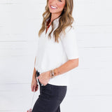 Carolyn Off White Polo Style Scuba Top Gilli