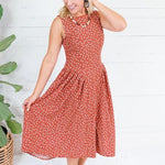 Carson Brick + Cream Dotty Dropwaist Dress Lalavon