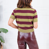 Carter Chartreause + Wine Striped Sweater Lucy Paris