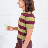 Carter Chartreause + Wine Striped Sweater Lucy Paris