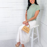 Caspar White Eyelet Maxi Skirt TCEC