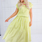 Catie Lime + Coconut Striped Maxi Skirt Entro