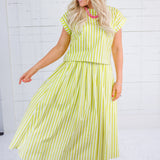 Catie Lime + Coconut Striped Maxi Skirt Entro