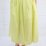 Catie Lime + Coconut Striped Maxi Skirt Entro