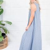 Cavalier Denim Polka Dot Scoop Maxi Dress Karlie