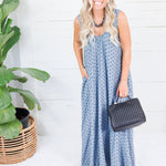 Cavalier Denim Polka Dot Scoop Maxi Dress Karlie
