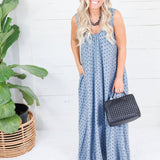 Cavalier Denim Polka Dot Scoop Maxi Dress Karlie