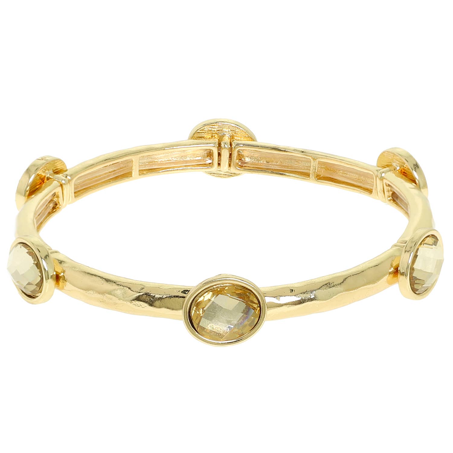 Gold Tone Gemstone Cuff Bangle Bracelet