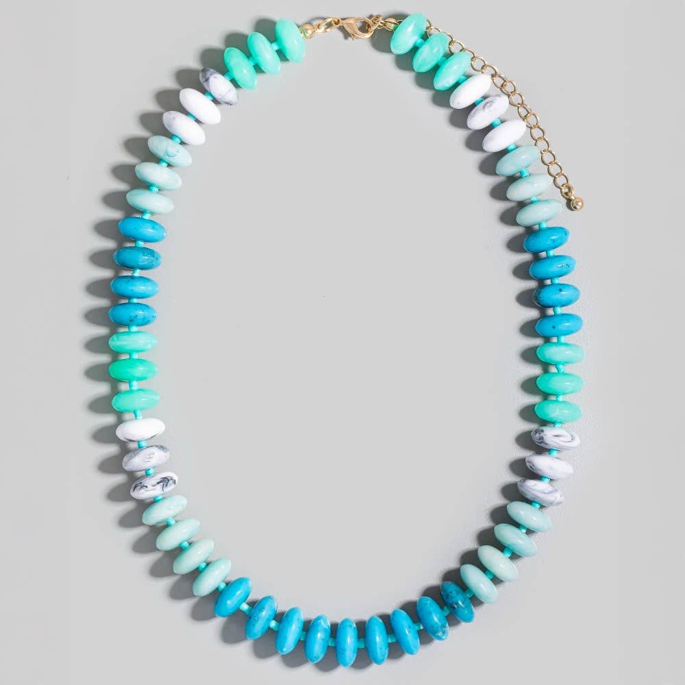 Marble Resin Disc Beaded Necklace