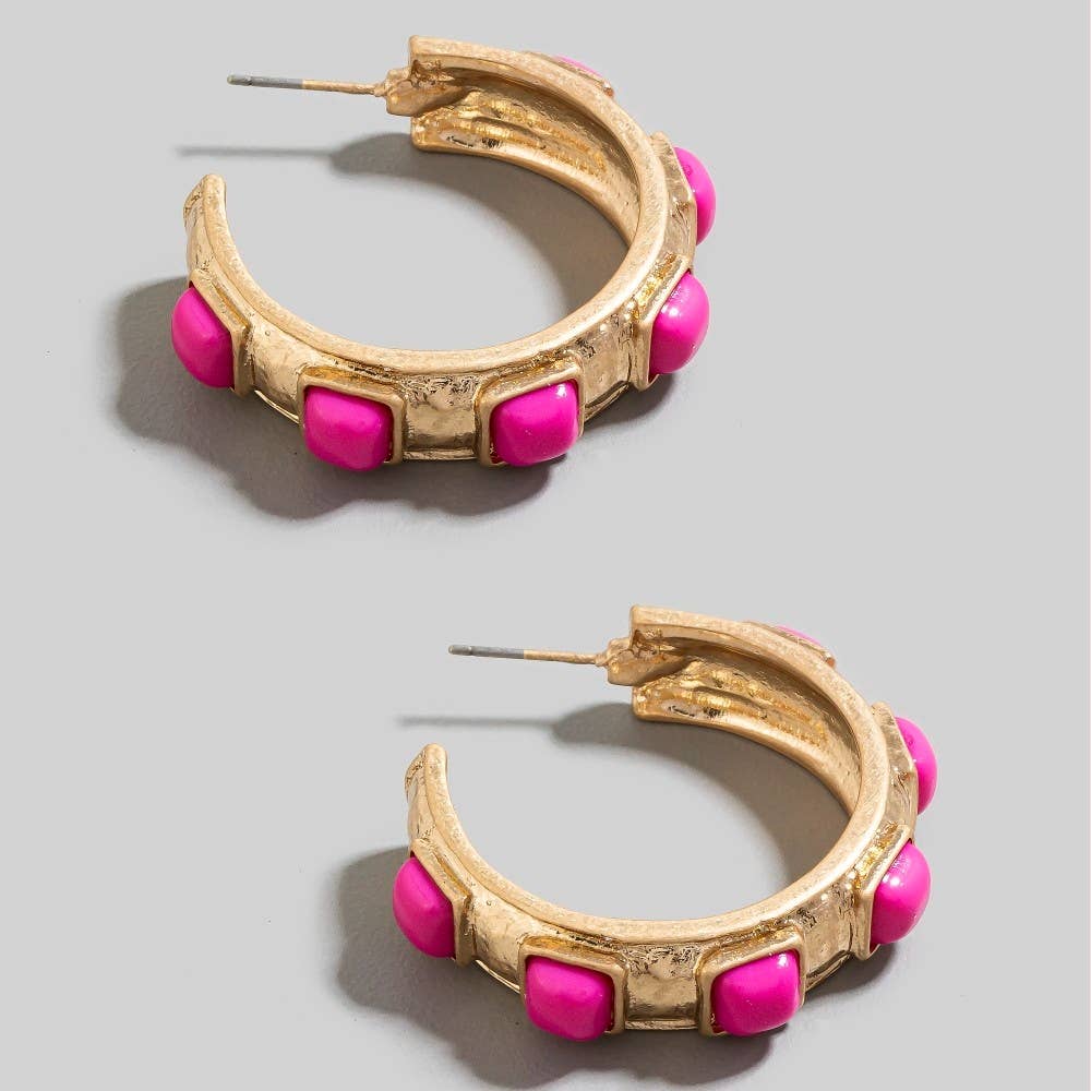 Square Acrylic Set Station Hoop Earrings