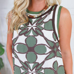 Cedar Olive + Brown Abstract Shift Dress