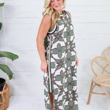 Cedar Olive + Brown Abstract Shift Dress