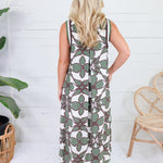 Cedar Olive + Brown Abstract Shift Dress