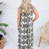 Cedar Olive + Brown Abstract Shift Dress