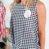 Celeste Black Seersucker Gingham Bubble Hem Top Adrienne
