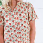 Celeste Green + Garnet Button Midi Dress Gigio