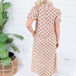 Celeste Green + Garnet Button Midi Dress Gigio