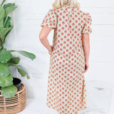 Celeste Green + Garnet Button Midi Dress Gigio