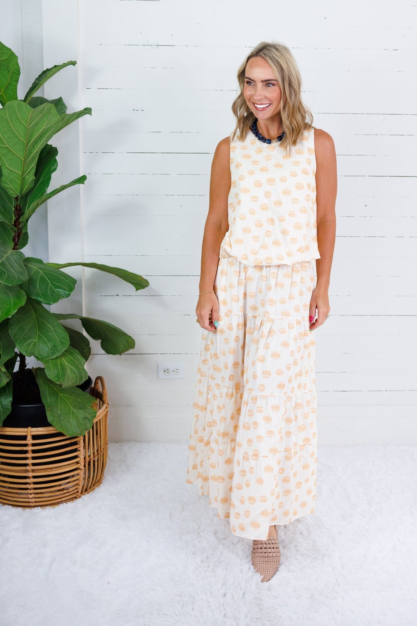 Celeste Honey Drops Bubble Hem Top Adrienne