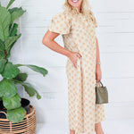 Celeste Sage + Olive Button Midi Dress Gigio