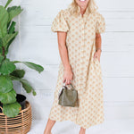Celeste Sage + Olive Button Midi Dress Gigio