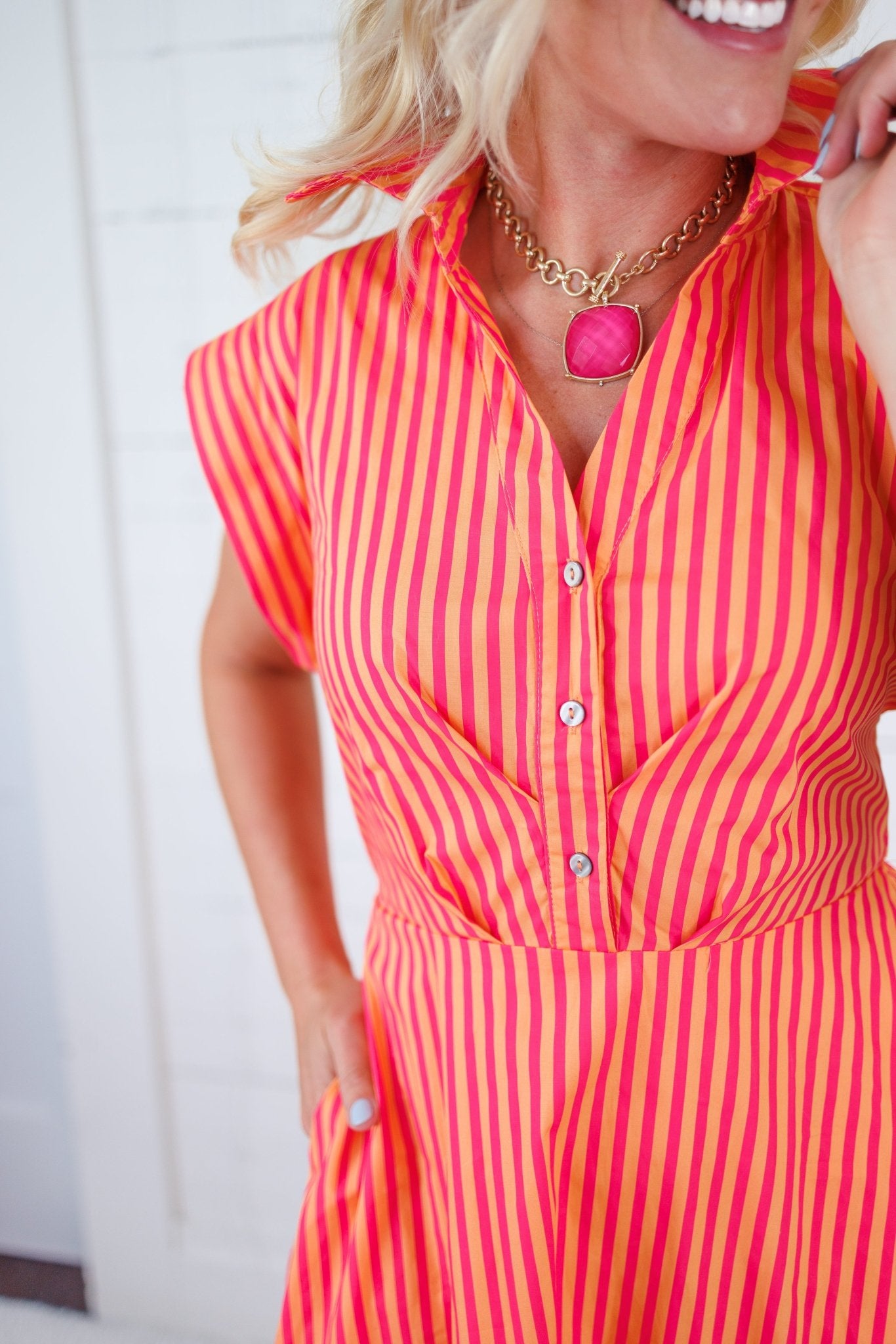 Chappel Punch Striped Shirt Dress Entro