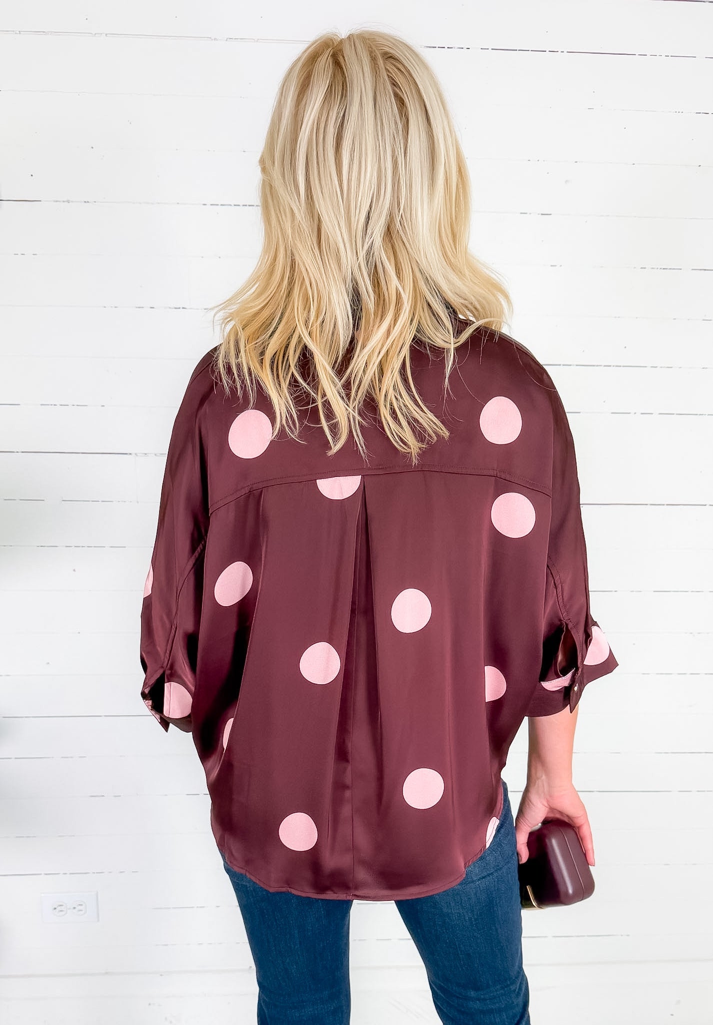 Charles Silky Burgundy + Rose Spot Top Entro