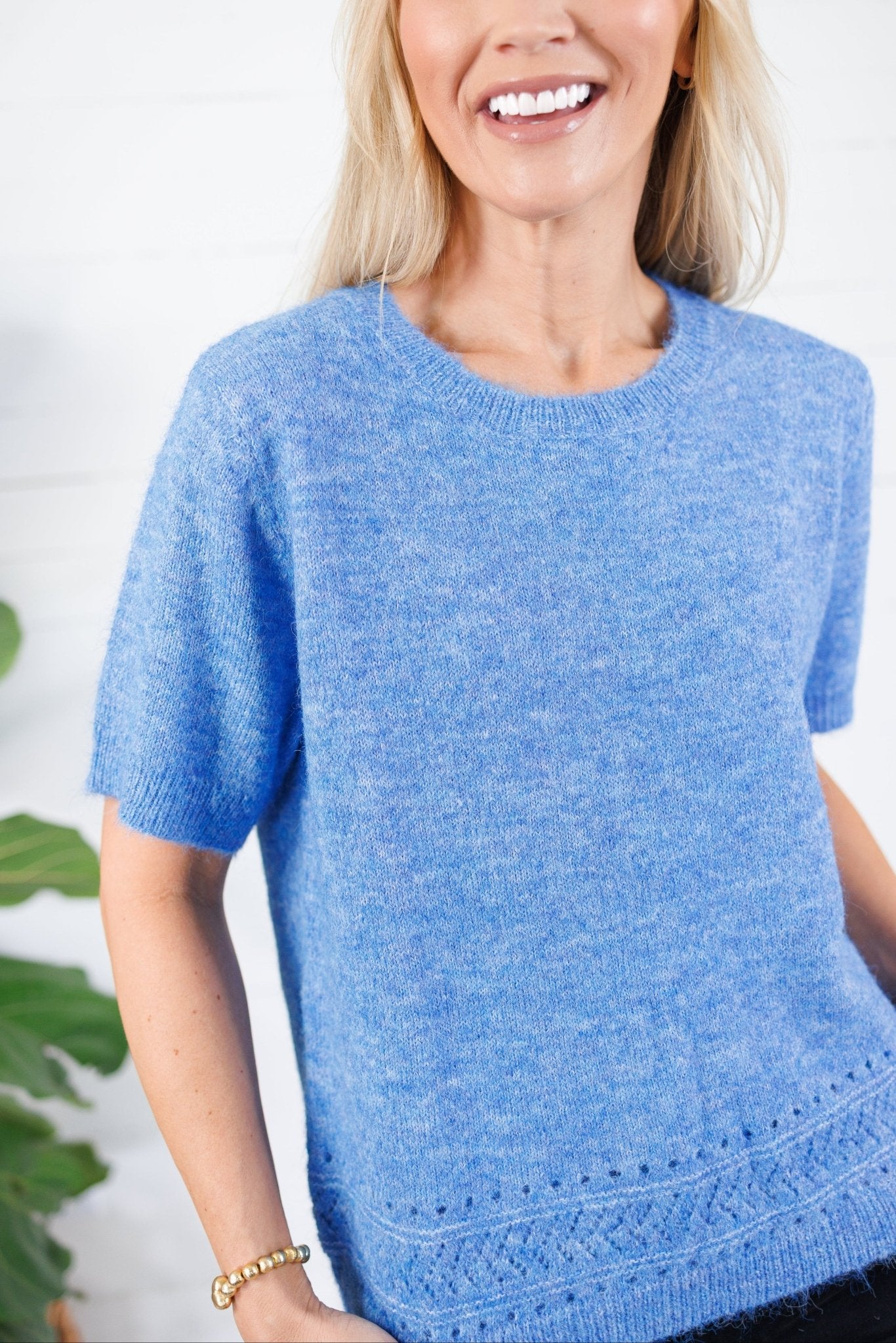 Charleston Canary Blue SS Sweater Molly Bracken