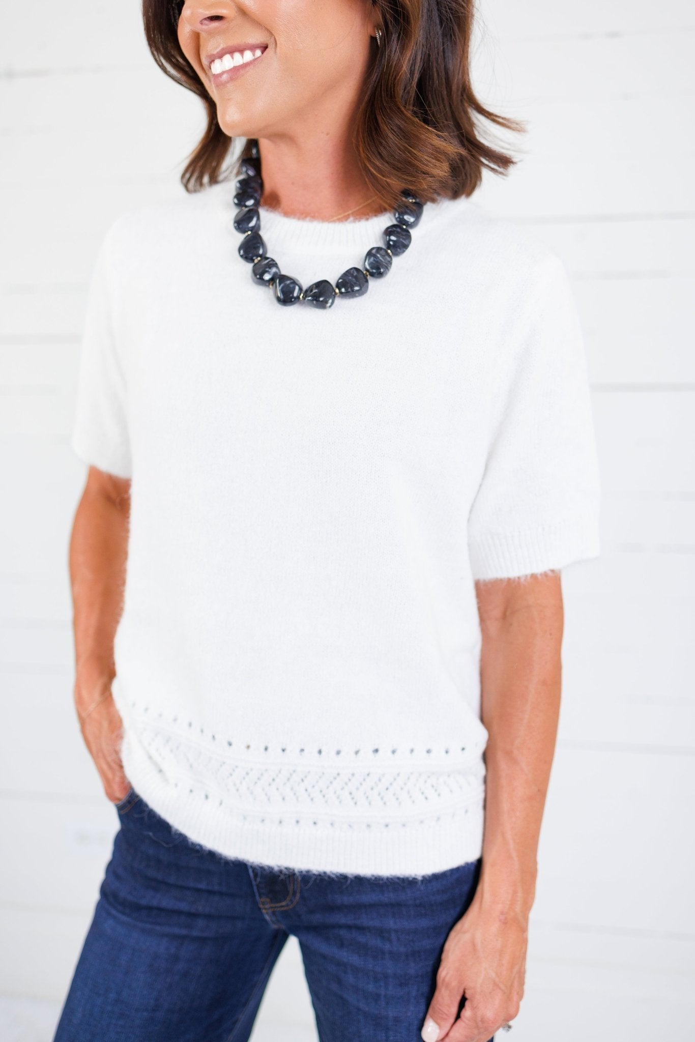 Charleston Canary Ivory SS Sweater Molly Bracken