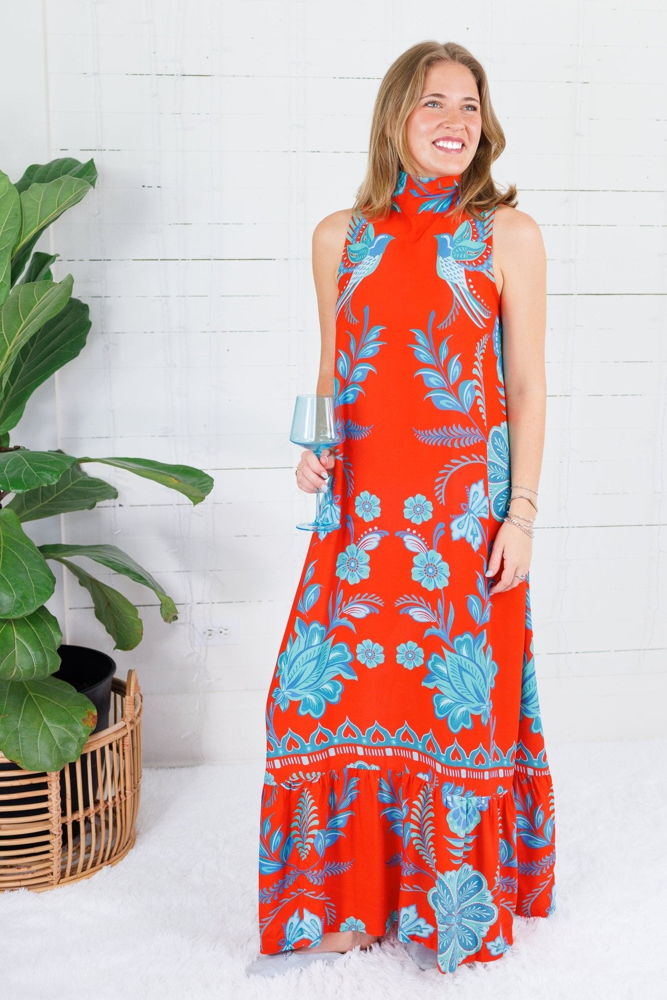 Charlie Strawberry Waves Maxi Dress Briton Court