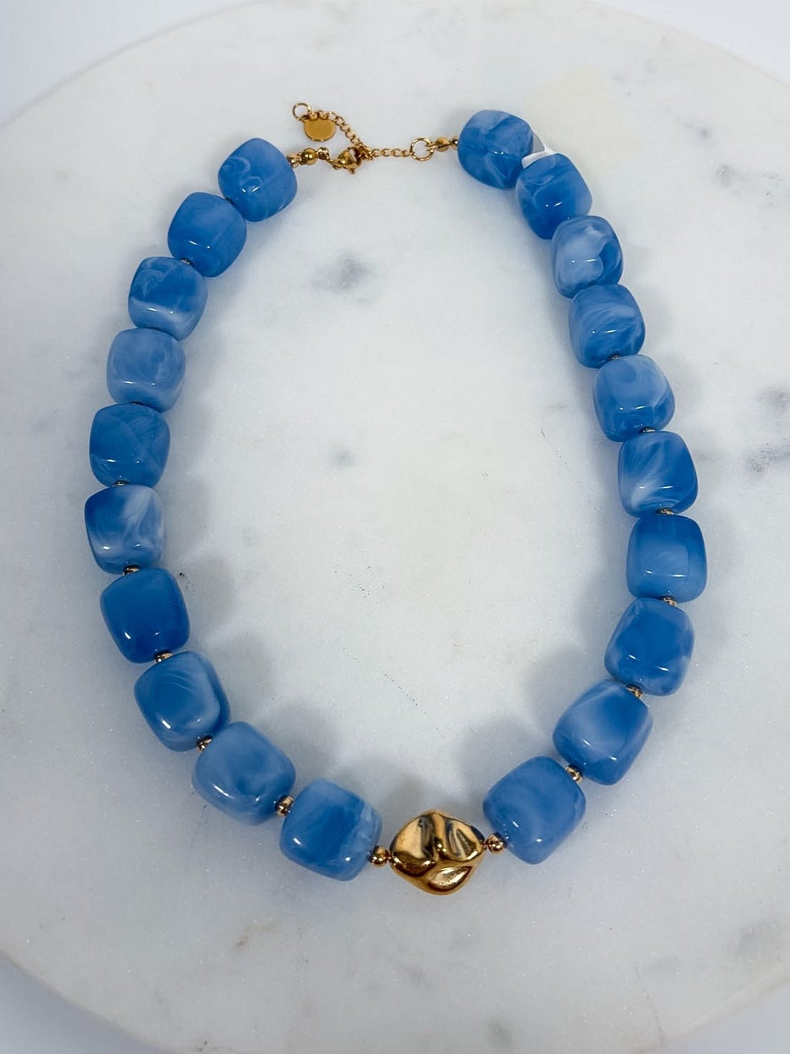 Charlotte Barrel Acrylic Bead + Gold Necklace