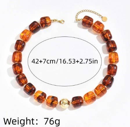 Charlotte Barrel Acrylic Bead + Gold Necklace - A3 Accessories - Jewelry - Clover + Bee