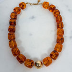 Charlotte Barrel Acrylic Bead + Gold Necklace