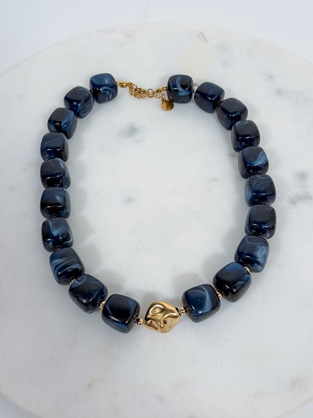Charlotte Barrel Acrylic Bead + Gold Necklace