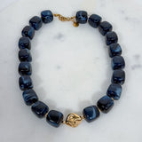 Charlotte Barrel Acrylic Bead + Gold Necklace