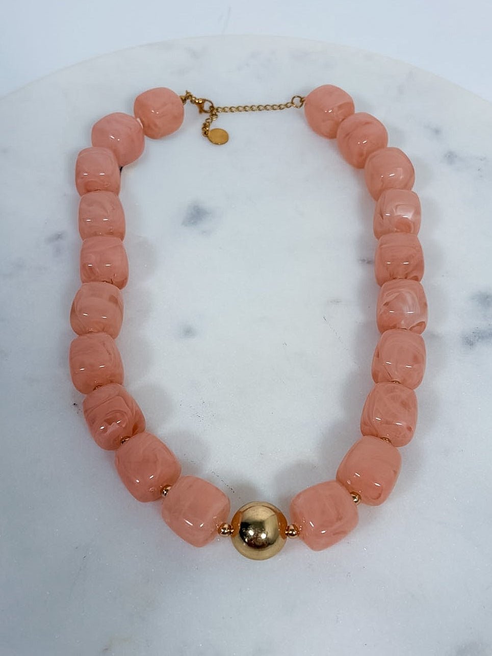 Charlotte Barrel Acrylic Bead + Gold Necklace