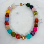 Charlotte Barrel Acrylic Bead + Gold Necklace