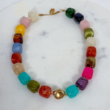 Charlotte Barrel Acrylic Bead + Gold Necklace