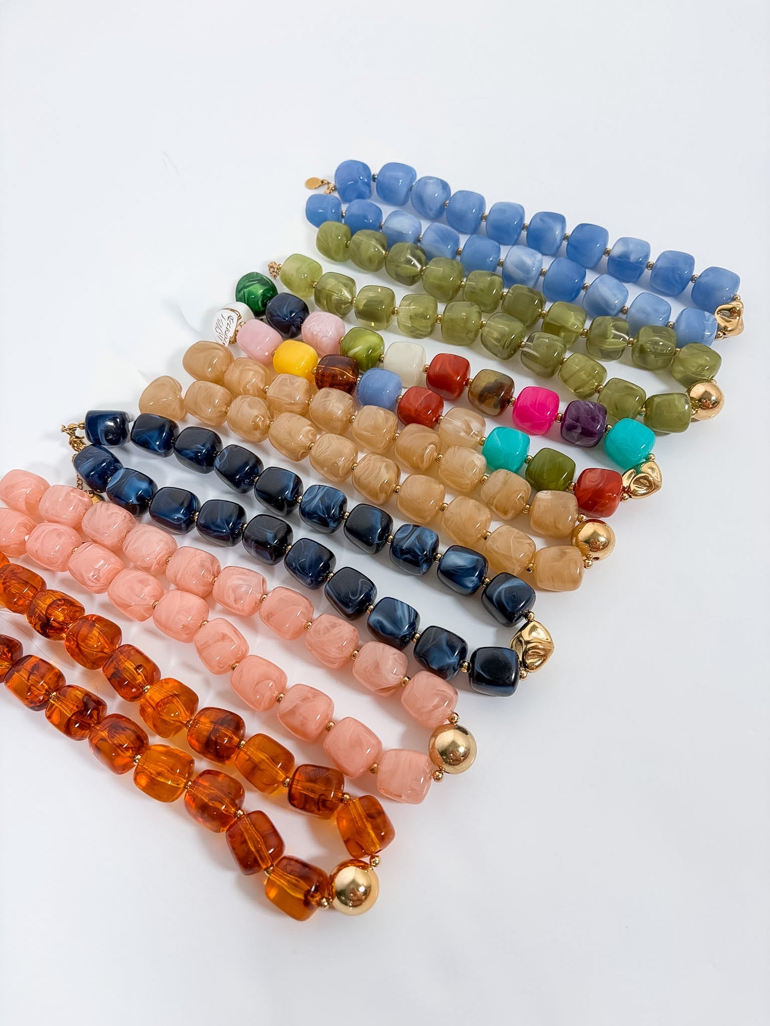 Charlotte Barrel Acrylic Bead + Gold Necklace