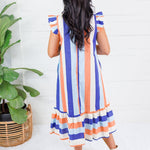 Charlotte Blue + Sherbet Stripe Maxi Dress Glam